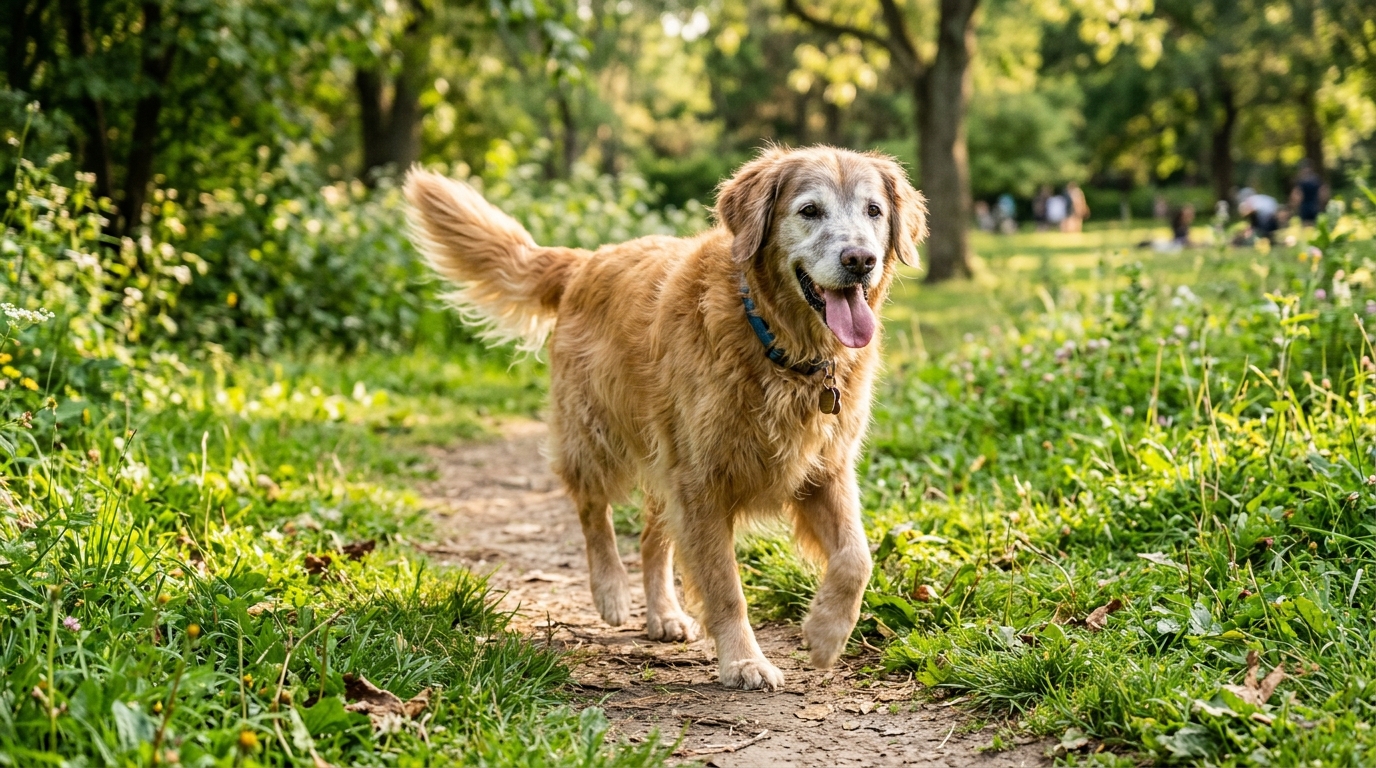 Happy active senior dog